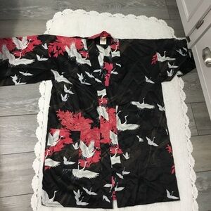 White Cranes Open Front Kimono Made in Japan OS
